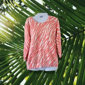 GAP | Cute Coral Pink/Ivory Zebra Print 3/4 Sleeve Sweater (SIZE M)